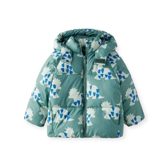 ZARA Kids | Greenish | WATER REPELLENT DINOSAUR PUFFER COAT - Picture 2 of 5